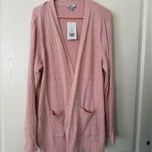 Kim Rogers Soft Pink 100% Cotton Cardigan Sweater
